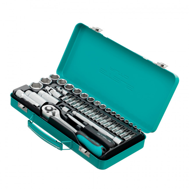 Набор торцевых головок с трещоткой 1/4"и 3/8" 44 предмета Stels Набор торцевых головок с трещоткой 1/4"и 3/8" 44 предмета Stels