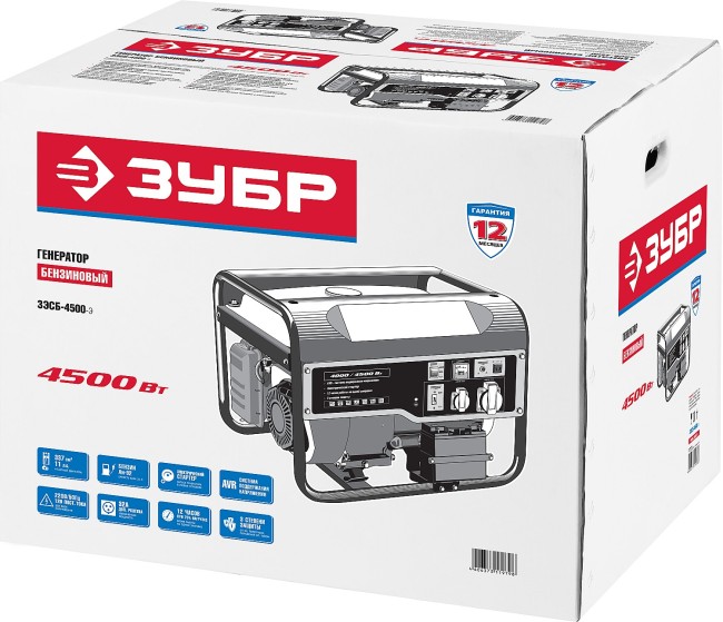 Бензиновый генератор с электростартером ЗЭСБ-4500-Э ЗУБР 4500 Вт Бензиновый генератор с электростартером ЗЭСБ-4500-Э ЗУБР 4500 Вт