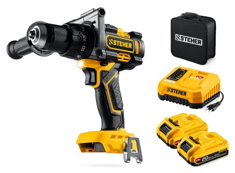 Ударная дрель-шуруповерт CBS-165-22 STEHER 20 В, 165 Н·м, 2 АКБ LMS (2 А·ч)