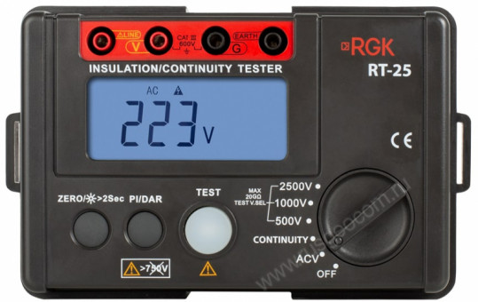 Цифровой мегаомметр RGK RT-25 с поверкой Цифровой мегаомметр RGK RT-25 с поверкой