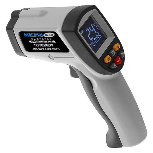 Инфракрасный термометр с цветным дисплеем МЕГЕОН 16950 Инфракрасный термометр с цветным дисплеем МЕГЕОН 16950