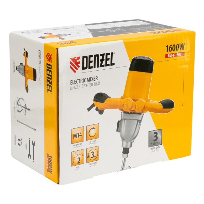 Миксер строительный EM-1-1600 Denzel Миксер строительный EM-1-1600 Denzel