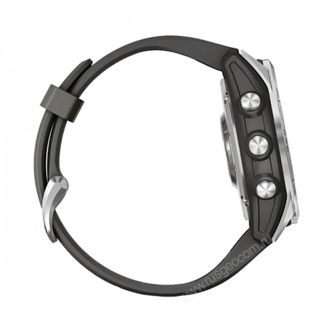 Часы Garmin Fenix 7S серебристый с графитовым силиконовым ремешком Часы Garmin Fenix 7S серебристый с графитовым силиконовым ремешком