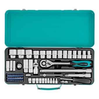 Набор торцевых головок с трещоткой 1/2", 1/4" 68 предметов Stels