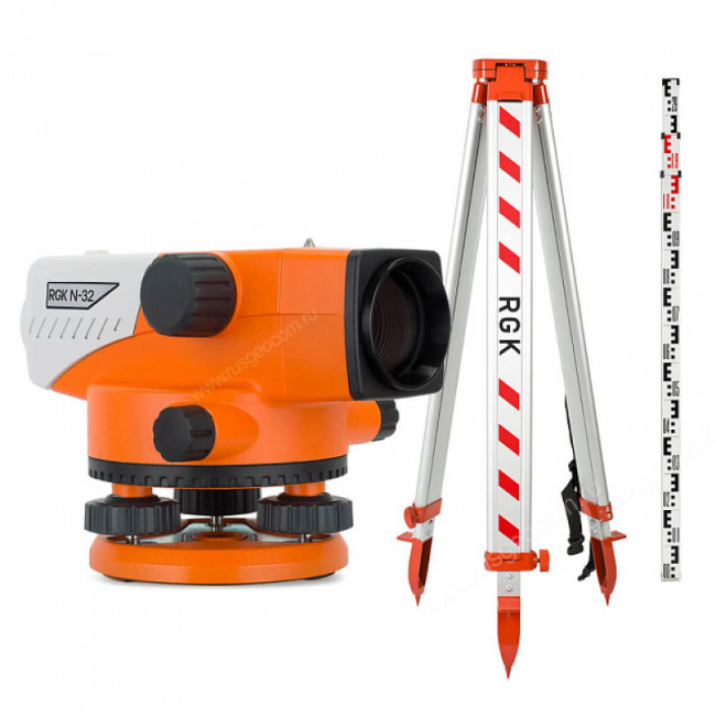 Комплект оптический нивелир RGK N-32 с поверкой + штатив S6-N + рейка AMO S5 Комплект оптический нивелир RGK N-32 с поверкой + штатив S6-N + рейка AMO S5