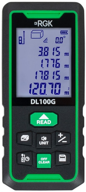 Лазерный дальномер RGK DL100G - зеленый луч
