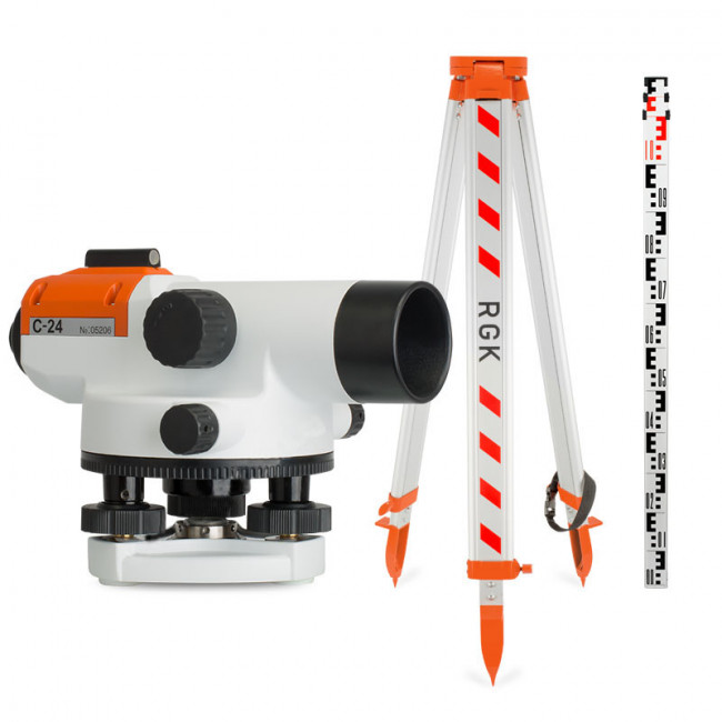 Комплект оптический нивелир RGK C-24 штатив рейка - 3 в 1 с поверкой
