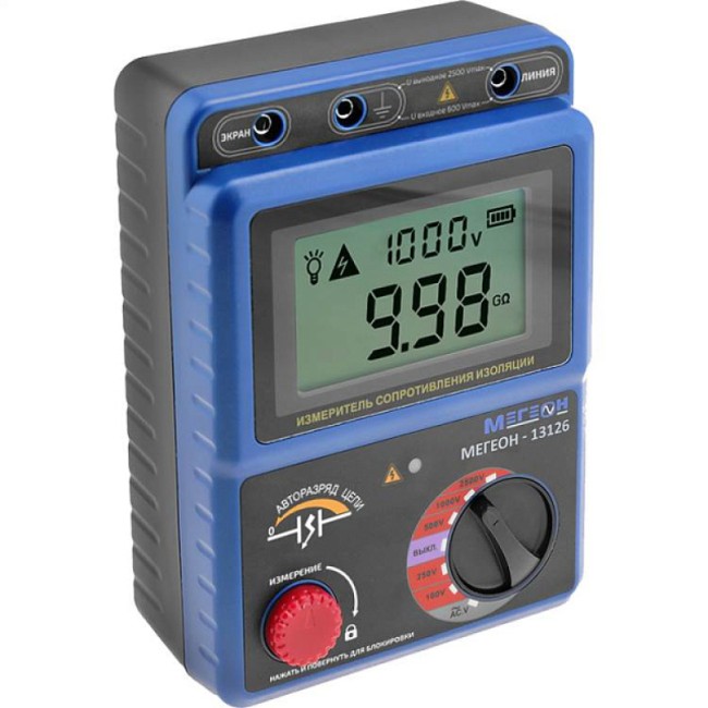 Измеритель сопротивления изоляции (мегаомметр) МЕГЕОН 13126 с поверкой Измеритель сопротивления изоляции (мегаомметр) МЕГЕОН 13126 с поверкой