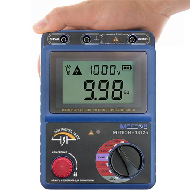 Измеритель сопротивления изоляции (мегаомметр) МЕГЕОН 13126 с поверкой Измеритель сопротивления изоляции (мегаомметр) МЕГЕОН 13126 с поверкой