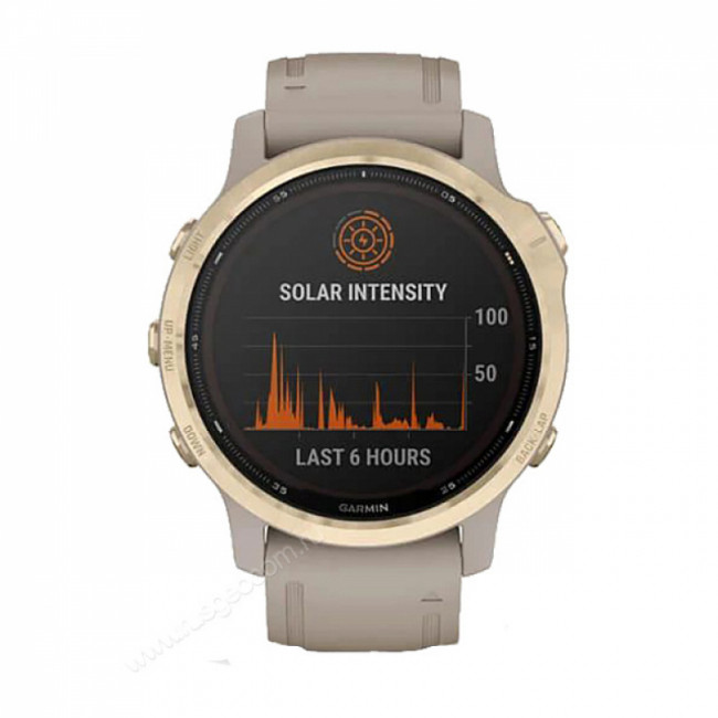 Часы Garmin Fenix 6S Pro Solar золотистый с песочным ремешком Часы Garmin Fenix 6S Pro Solar золотистый с песочным ремешком
