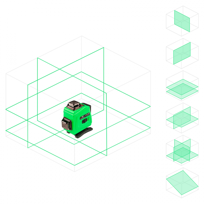 Лазерный уровень AMO LN 4D-360-5 с зеленым лучом
