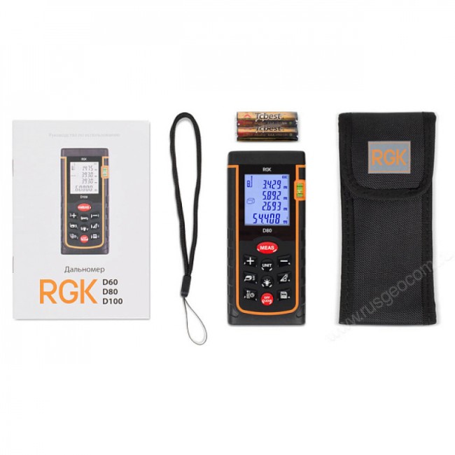 Лазерный дальномер RGK D80 (с поверкой) Лазерный дальномер RGK D80 (с поверкой)