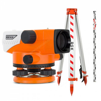 Комплект оптический нивелир RGK N-24 с поверкой + штатив S6-N + рейка AMO S3