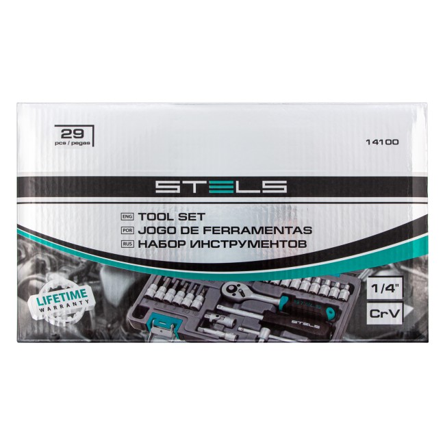 Набор инструментов, 1/4", CrV 29 предметов Stels Набор инструментов, 1/4", CrV 29 предметов Stels