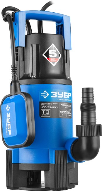 Дренажный насос для грязной воды Профессионал НПГ-Т3-900 ЗУБР 900 Вт
