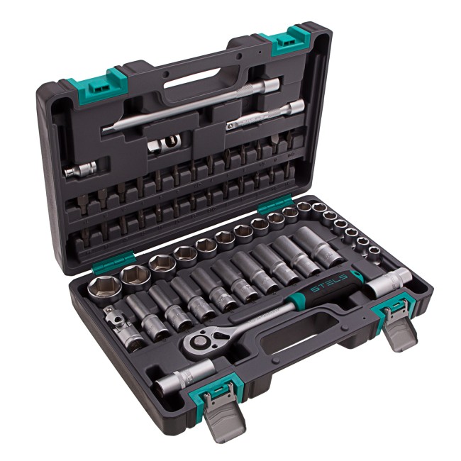 Набор инструментов, 1/2", CrV 60 предметов Stels Набор инструментов, 1/2", CrV 60 предметов Stels
