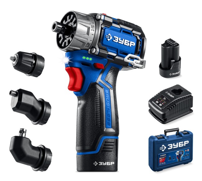 Модульная дрель-шуруповерт DB-125-22 ЗУБР КОМБИ #3, 12 В, 45 Н·м, 2 АКБ тип Т7 (2 А·ч)